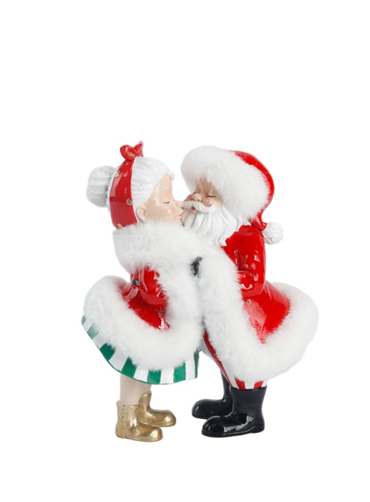 Mrs Claus and Santa Kissing Decor - St Nicholas Christmas Cave